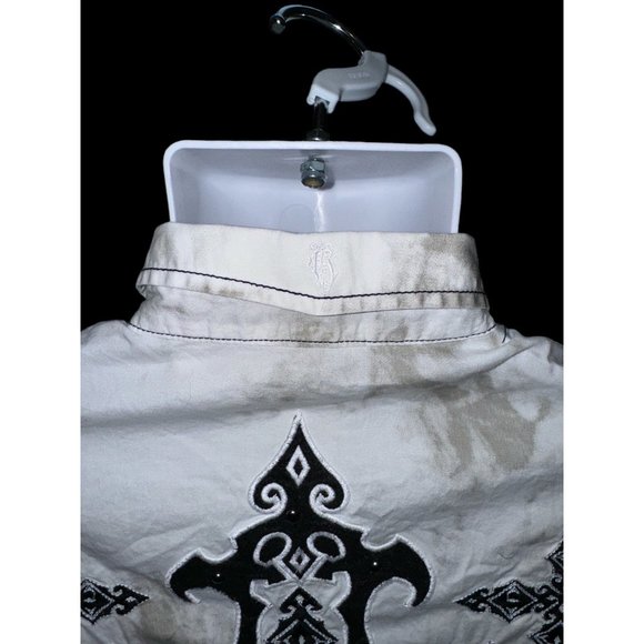 ROAR Men’s Signature Edition White Embroidered Button Up Shirt Richness Roars LG - Picture 5 of 13